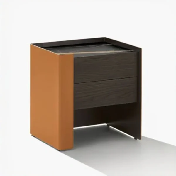 Bespoke Bedside Tables with Luxury Leather & Wood Accent-1
