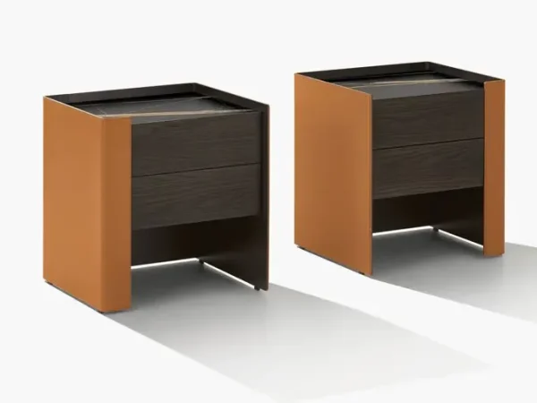 Bespoke Bedside Tables with Luxury Leather & Wood Accent-2