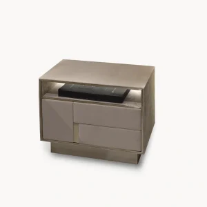 Bespoke Nightstand with Leather Drawers & LED Lighting-1