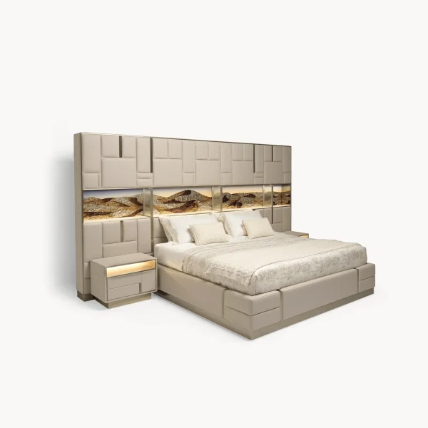 Bespoke Nightstand with Leather Drawers & LED Lighting-2