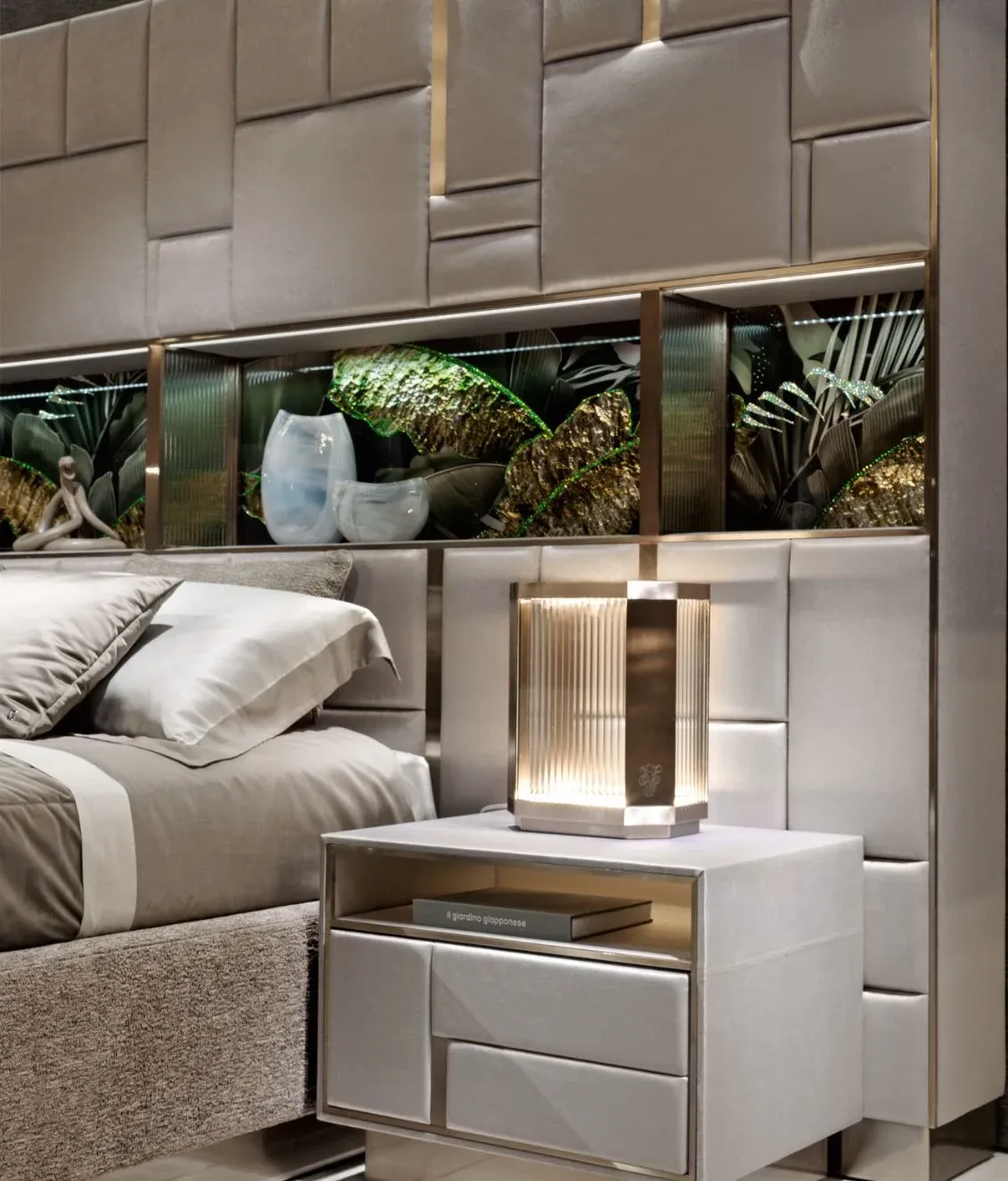 Bespoke Nightstand with Leather Drawers & LED Lighting-3