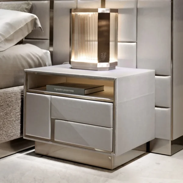 Bespoke Nightstand with Leather Drawers & LED Lighting-5
