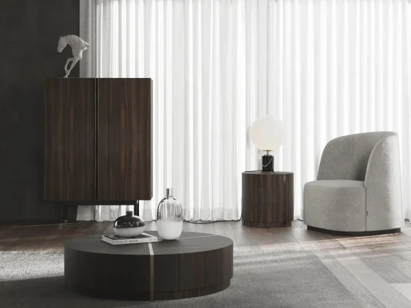 Bespoke Wine Storage Cabinet with Dark Wood & Accent Legs-1