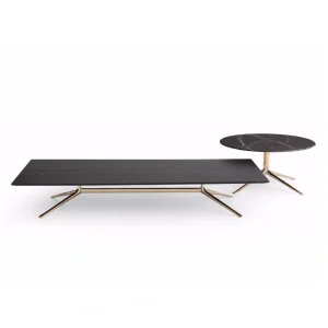Custom Design Coffee Table with Modern Sculptural Metal Base-2