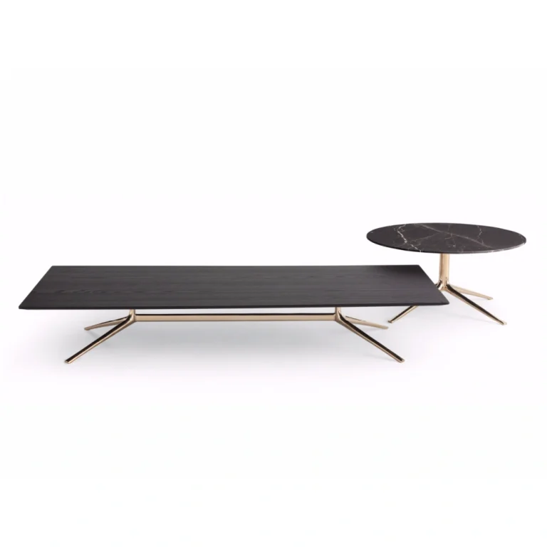 Custom Design Coffee Table with Modern Sculptural Metal Base-2