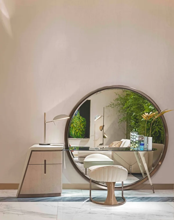 Custom Makeup Vanity Table, Minimalist Metal Art Deco Design-2