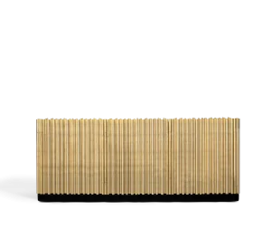 Custom Sideboard with Gold Metal Slats & Wooden Design-1