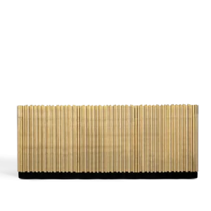 Custom Sideboard with Gold Metal Slats & Wooden Design-1