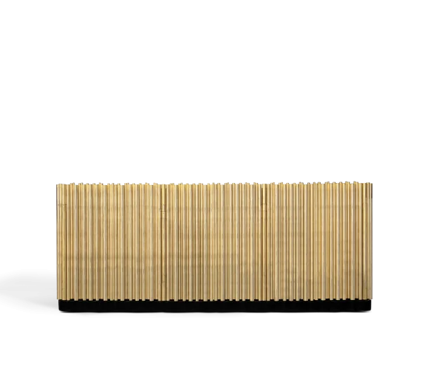 Custom Sideboard with Gold Metal Slats & Wooden Design-1