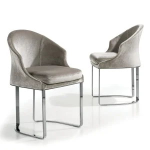 Custom Upholstered Dining Chair, Velvet Fabric Modern Design-4