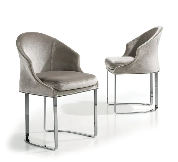 Custom Upholstered Dining Chair, Velvet Fabric Modern Design-4