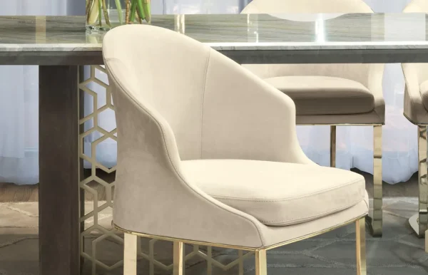 Custom Upholstered Dining Chair, Velvet Fabric Modern Design-5