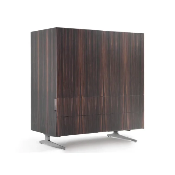 Dark Wood Custom Wine Cabinet with Asymmetric Display Shelf-1