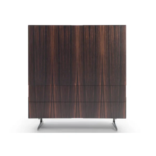 Dark Wood Custom Wine Cabinet with Asymmetric Display Shelf-2