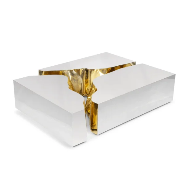 Luxury Custom Marble Coffee Tables with Metal Geometric Base-1