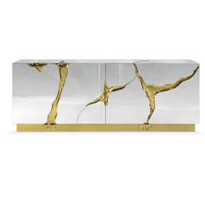 Mirror-Finish Bespoke Sideboard with Artisan Gold Detailing-2