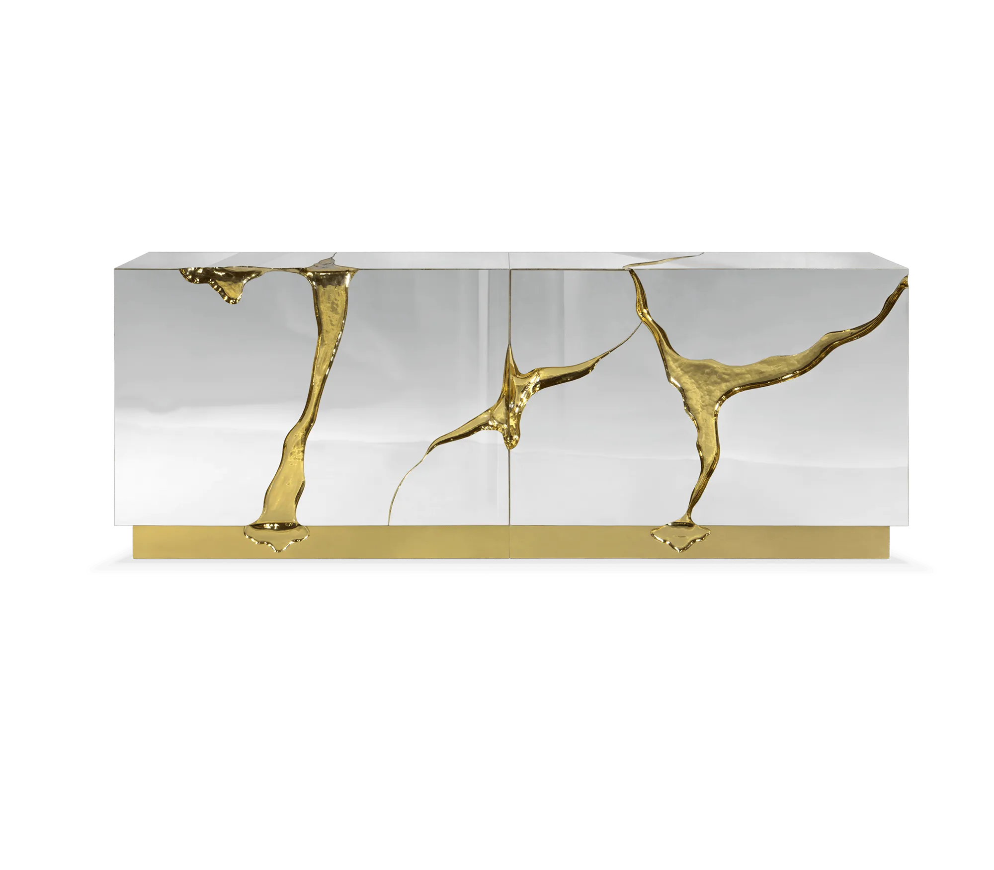 Mirror-Finish Bespoke Sideboard with Artisan Gold Detailing-2