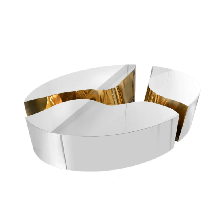 Modern Custom Coffee Table Set with Sculptural Metal Design-2