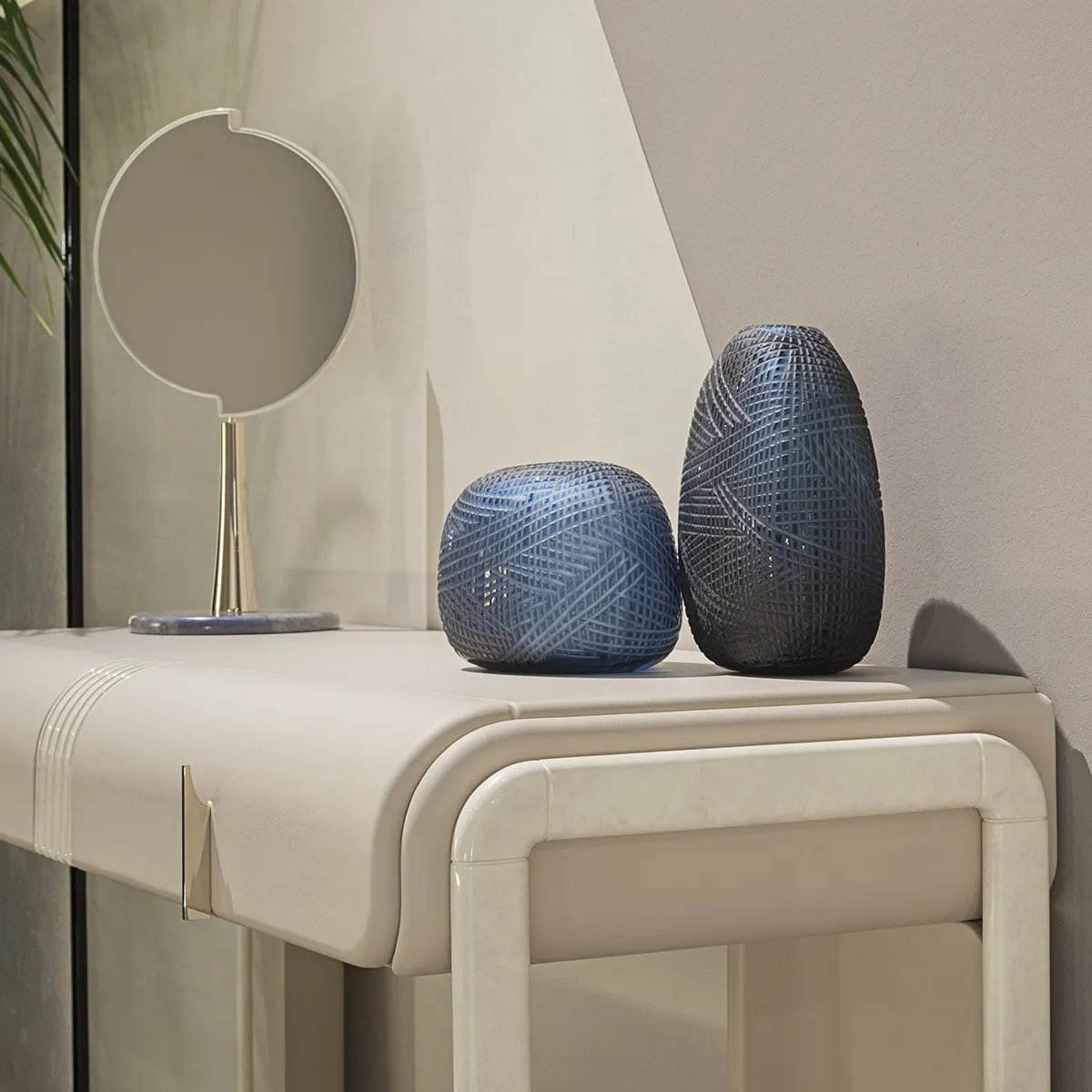 Modern Luxury Custom Makeup Vanity Table with Leather Top-4