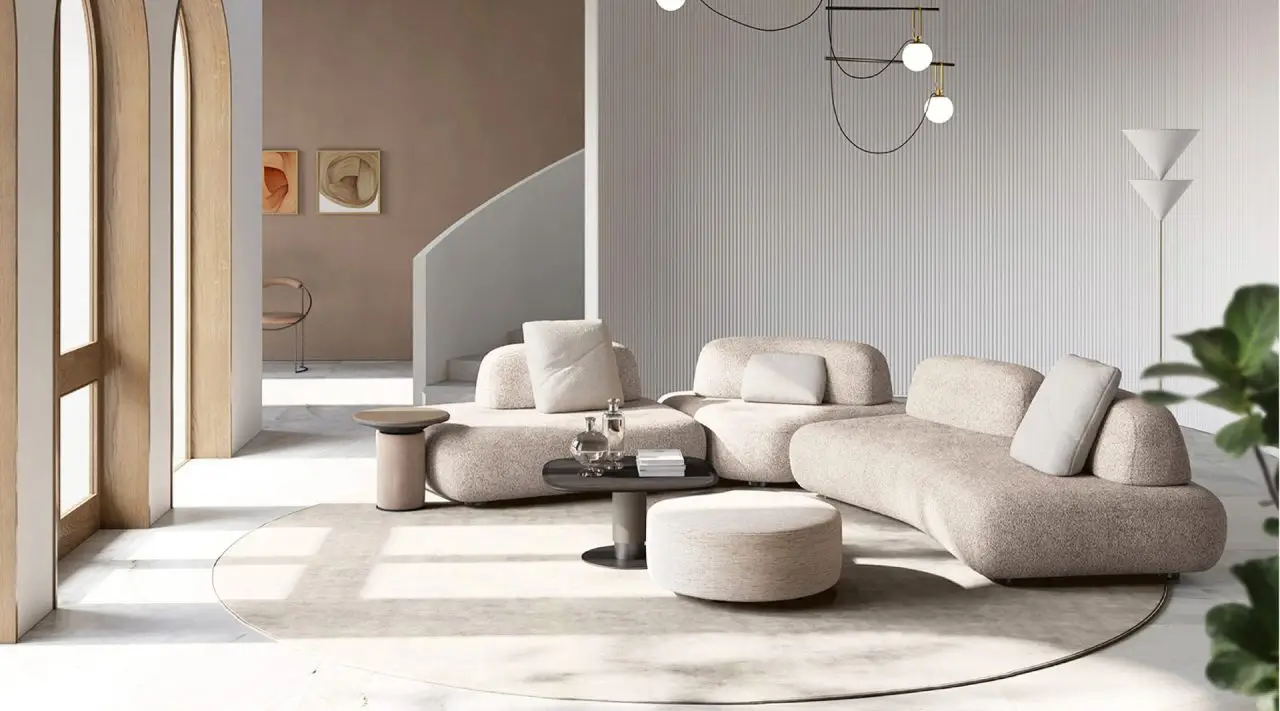 Modular Curved Custom Made Sofa, L-Shape Modern Fabric Sofa-1