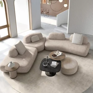 Modular Curved Custom Made Sofa, L-Shape Modern Fabric Sofa-11