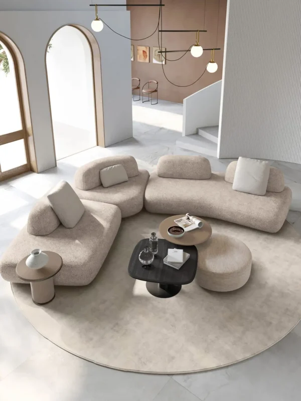 Modular Curved Custom Made Sofa, L-Shape Modern Fabric Sofa-11