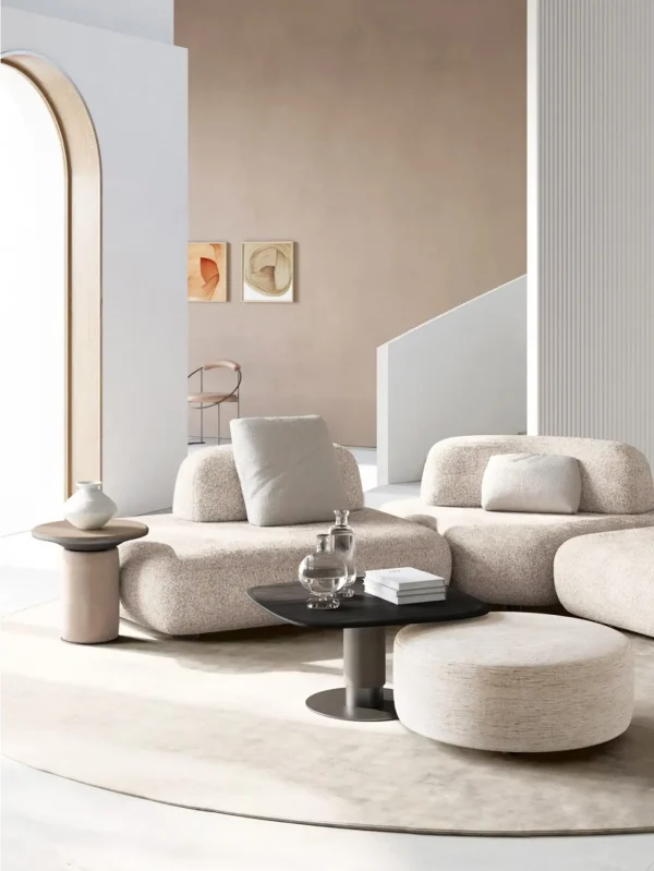 Modular Curved Custom Made Sofa, L-Shape Modern Fabric Sofa-12