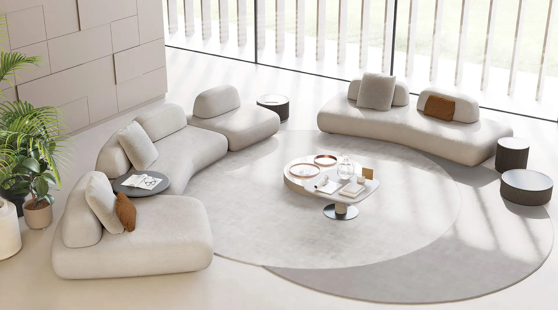 Modular Curved Custom Made Sofa, L-Shape Modern Fabric Sofa-9