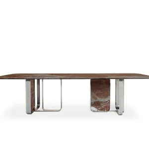Refine Custom Dining Room Table, Modern Metal & Stone Design-1