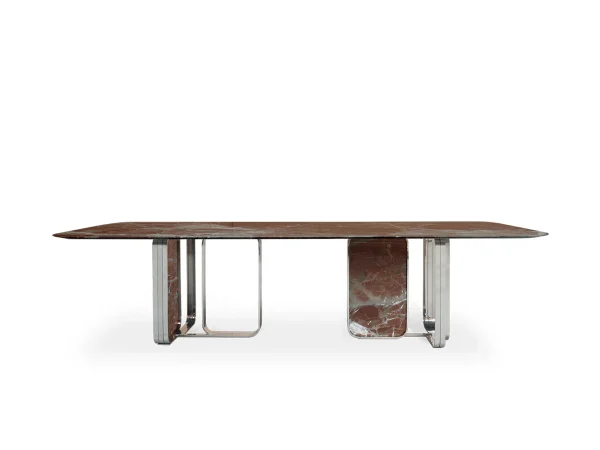 Refine Custom Dining Room Table, Modern Metal & Stone Design-1