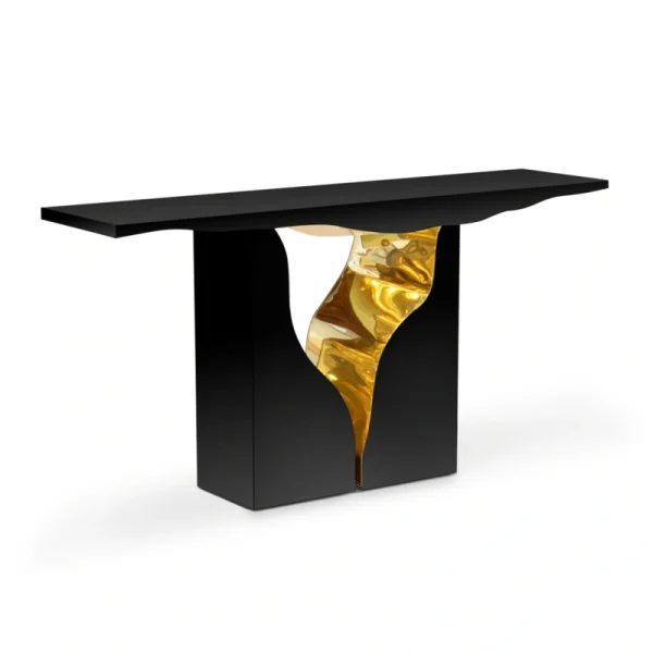 Refined Luxury Custom Console Table with Gold Resin Inlay-1