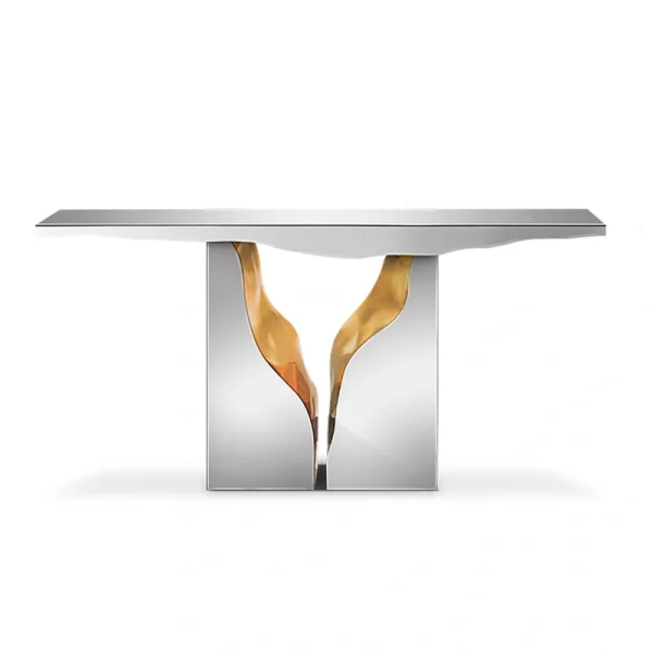 Refined Luxury Custom Console Table with Gold Resin Inlay-2