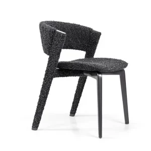 Velvet Textured Custom Dining Chair With Gold Metal Legs-2