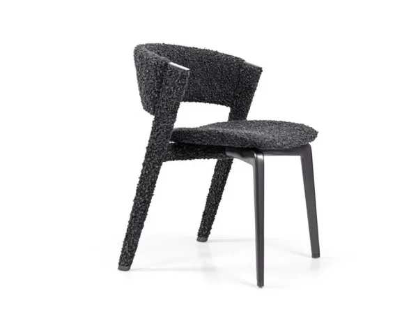 Velvet Textured Custom Dining Chair With Gold Metal Legs-2