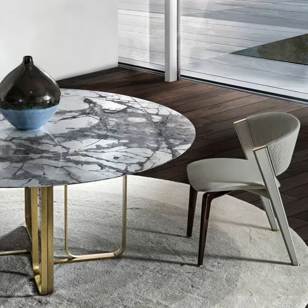 Velvet Textured Custom Dining Chair With Gold Metal Legs-6