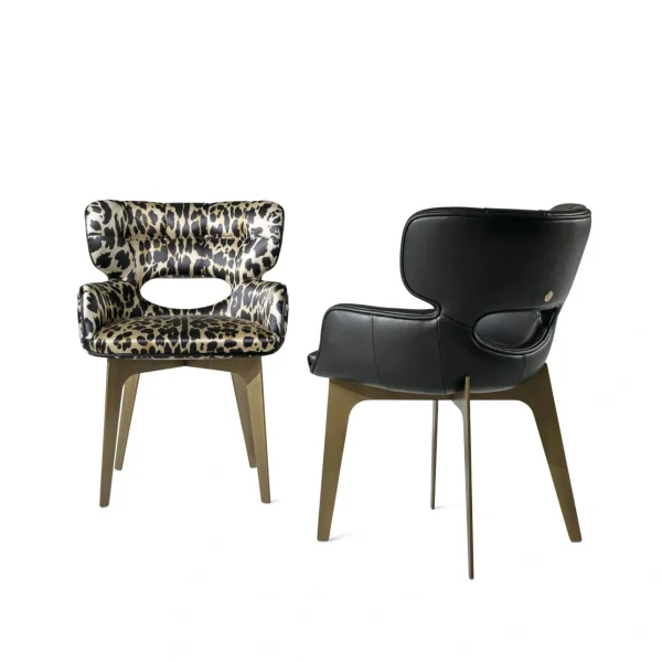 Bespoke Leather Dining Chair, Tufted Detail & Cut-out Back