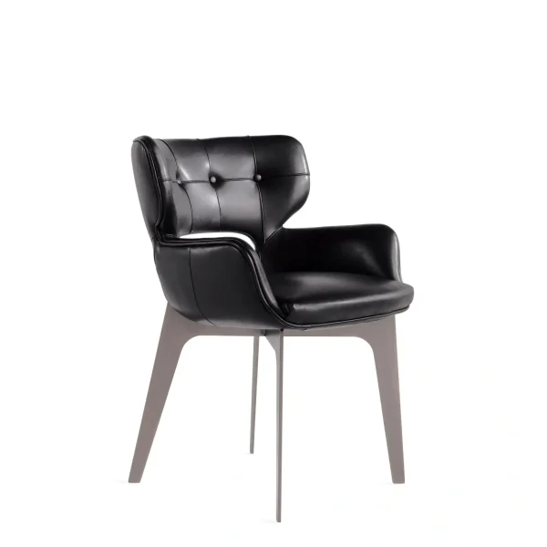 Bespoke Leather Dining Chair, Tufted Detail & Cut-out Back