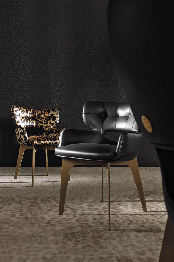 Bespoke Leather Dining Chair, Tufted Detail & Cut-out Back