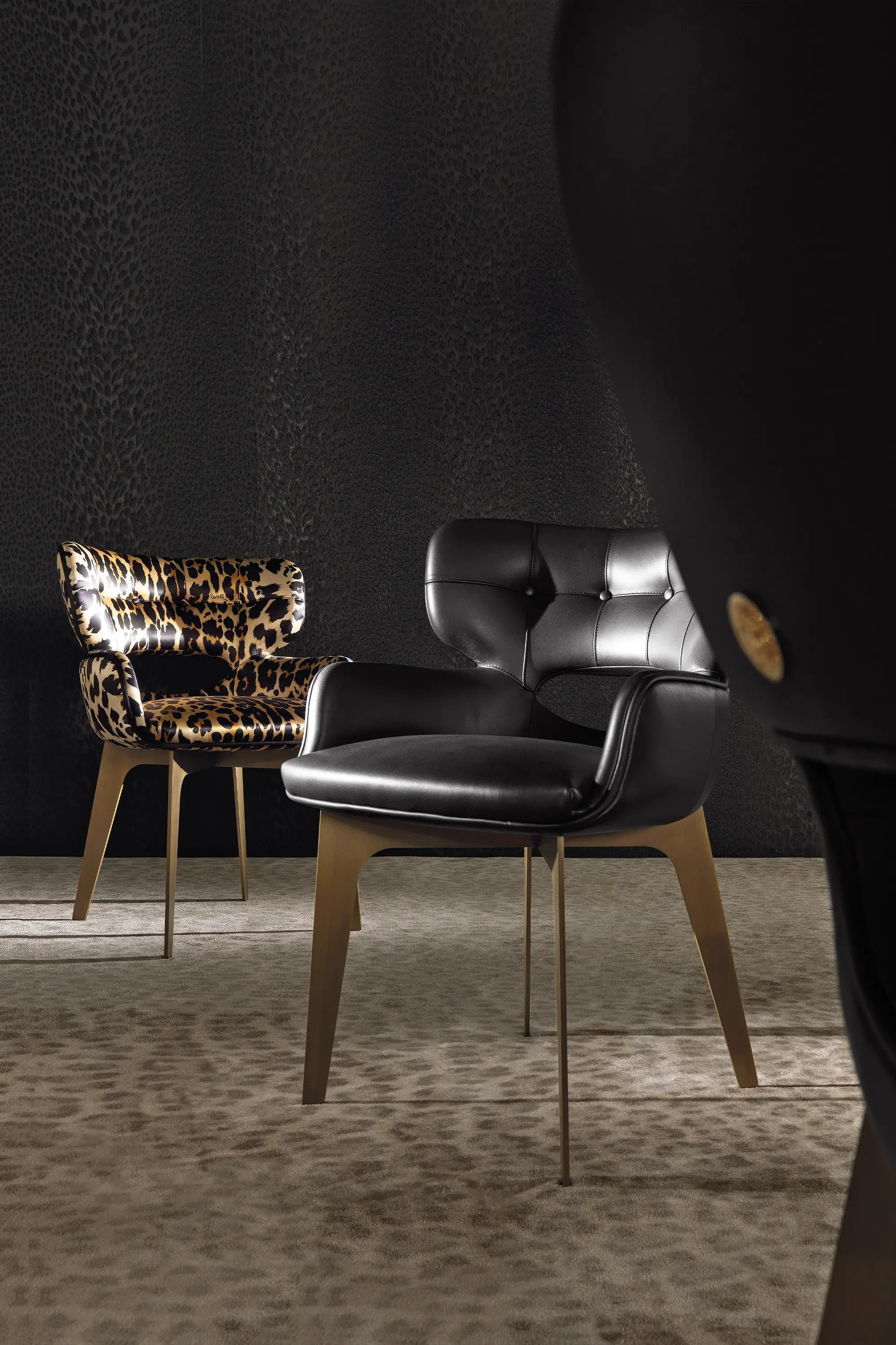 Bespoke Leather Dining Chair, Tufted Detail & Cut-out Back