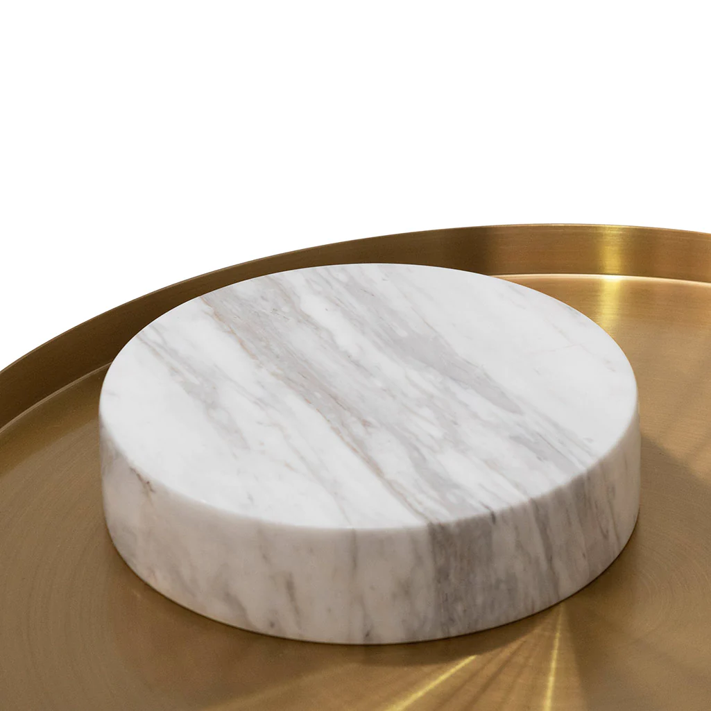 Bespoke Luxury Side Table, Marble & Gold Round End Table-2