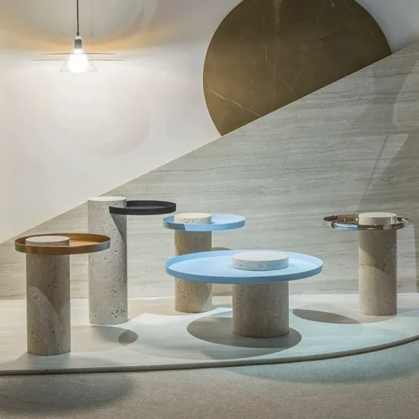 Bespoke Luxury Side Table, Marble & Gold Round End Table-3