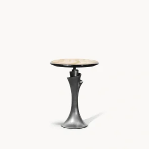 Bespoke Modern Pedestal Side Table with Chic Marble Accent-1