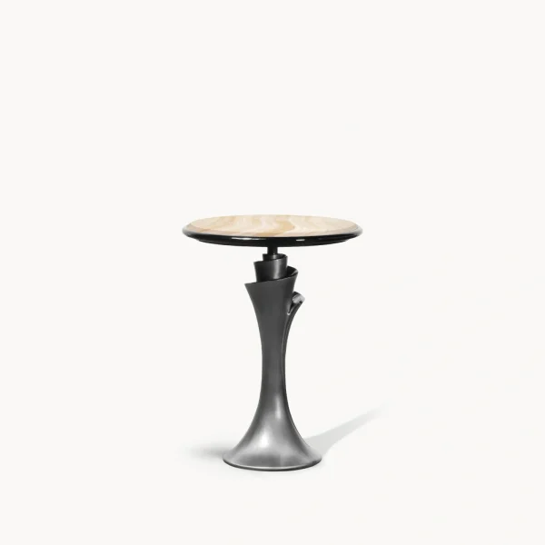 Bespoke Modern Pedestal Side Table with Chic Marble Accent-1