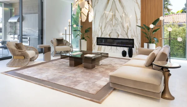 Bespoke Modern Pedestal Side Table with Chic Marble Accent-2