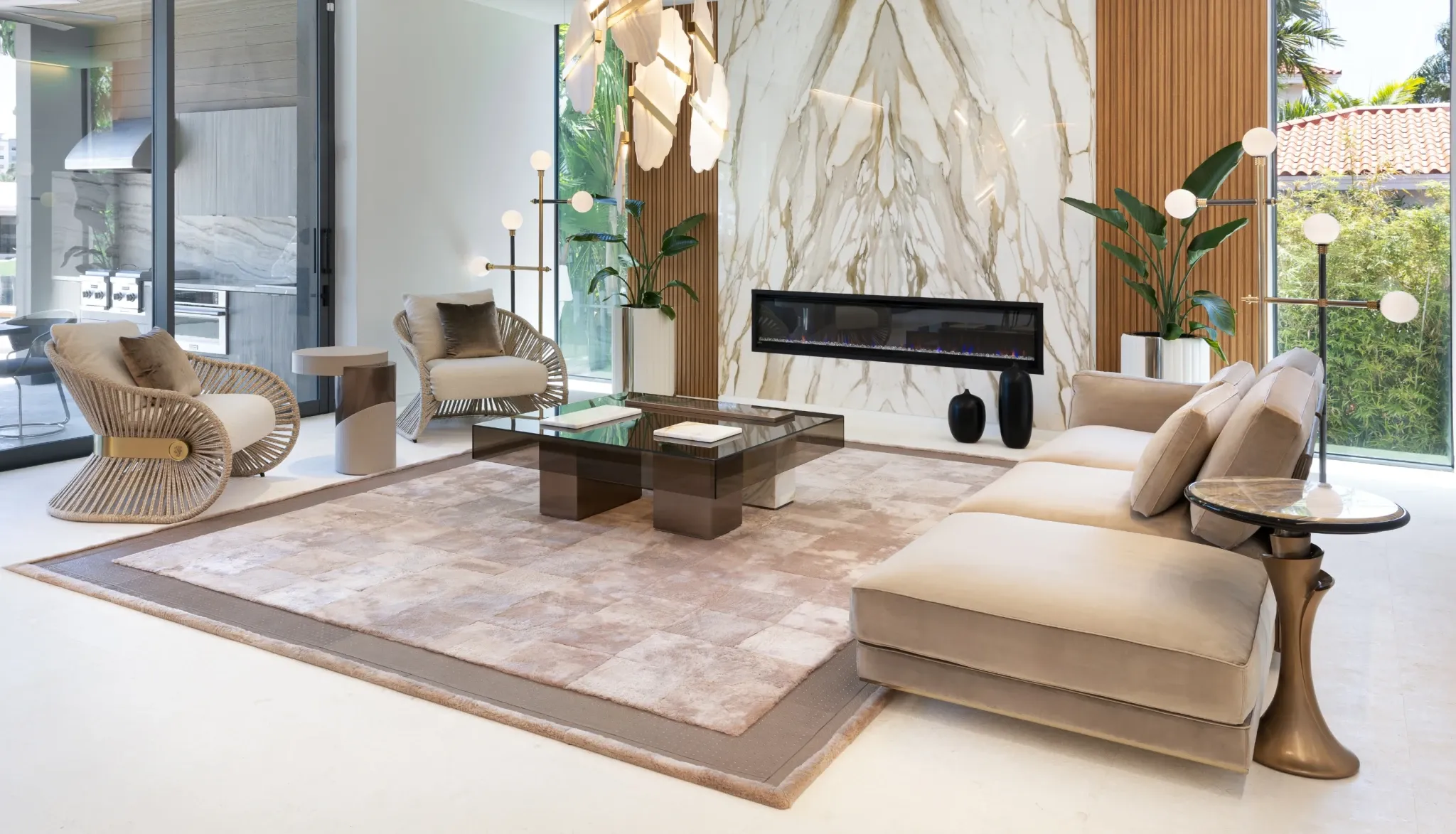 Bespoke Modern Pedestal Side Table with Chic Marble Accent-2