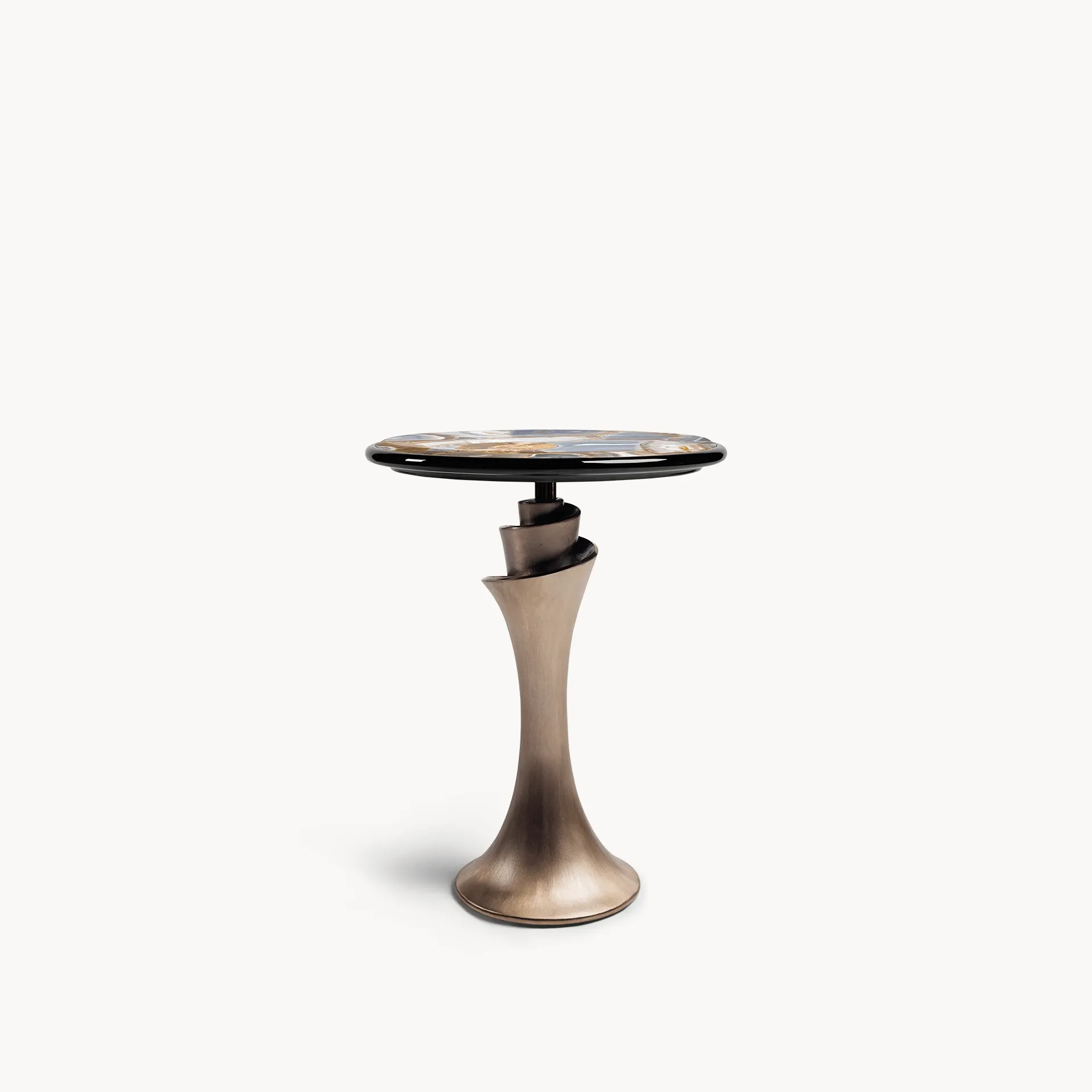 Bespoke Modern Pedestal Side Table with Chic Marble Accent-3
