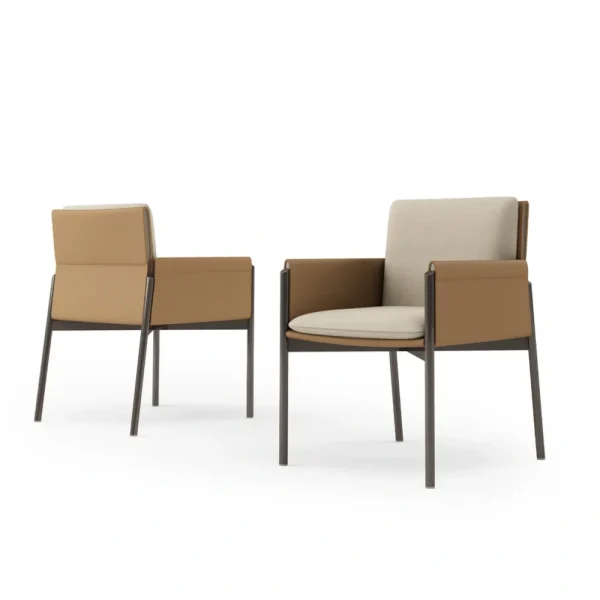 Bespoke Square Dining Room Arm Chair with Wood & Metal Frame-1