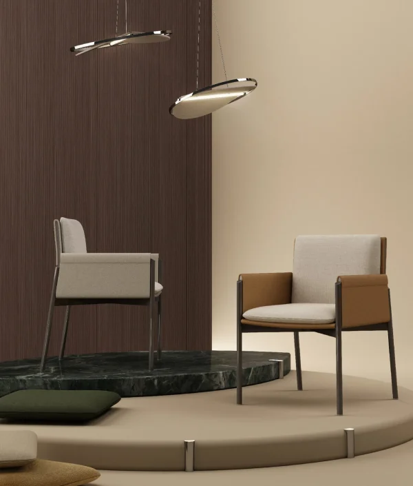 Bespoke Square Dining Room Arm Chair with Wood & Metal Frame-3