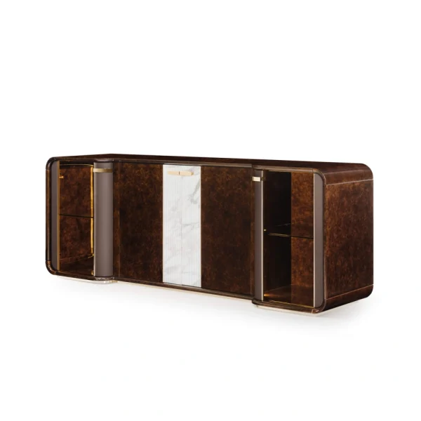 Custom Built Sideboards, Ribbed Marble & Smoked Glass Design