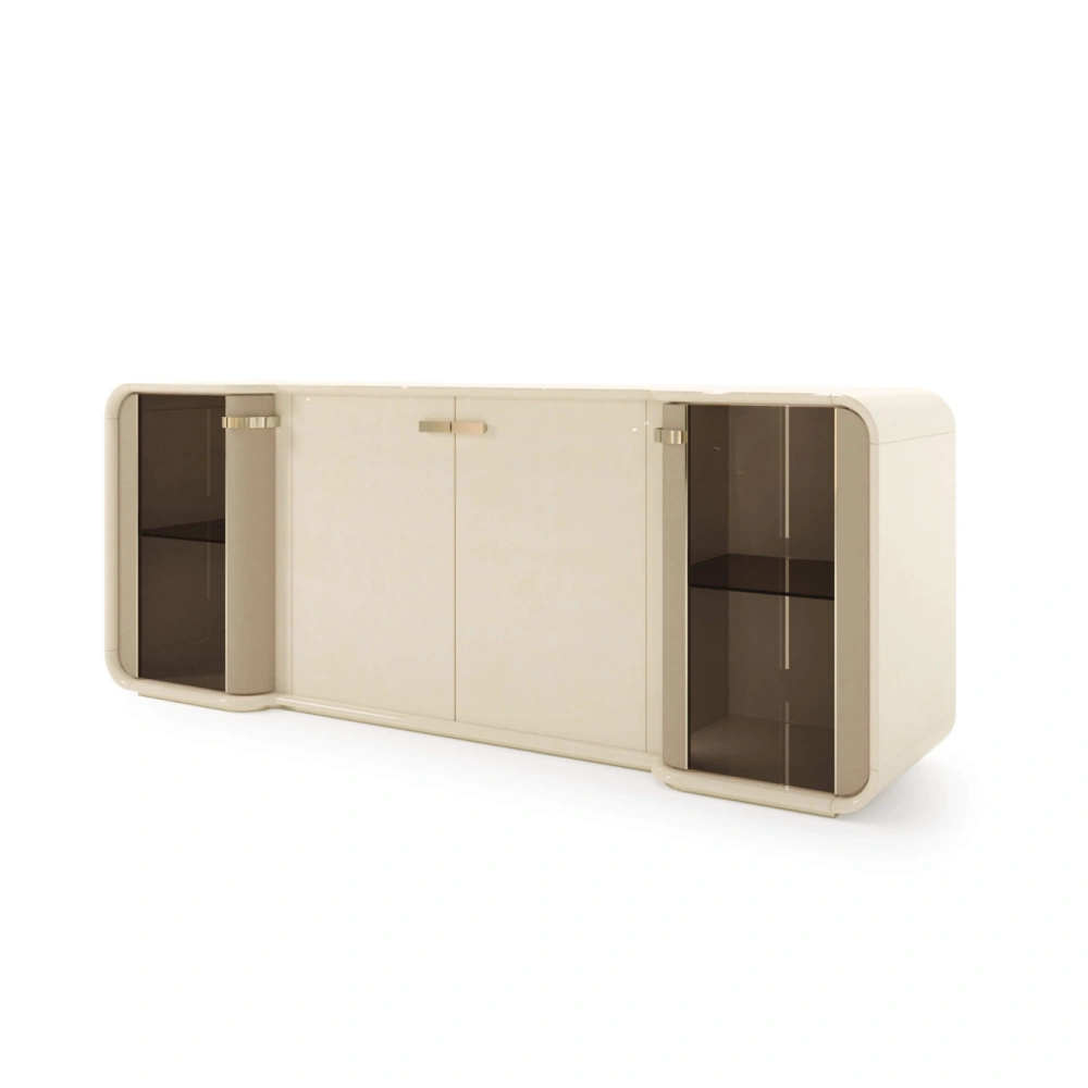 Custom Built Sideboards, Ribbed Marble & Smoked Glass Design